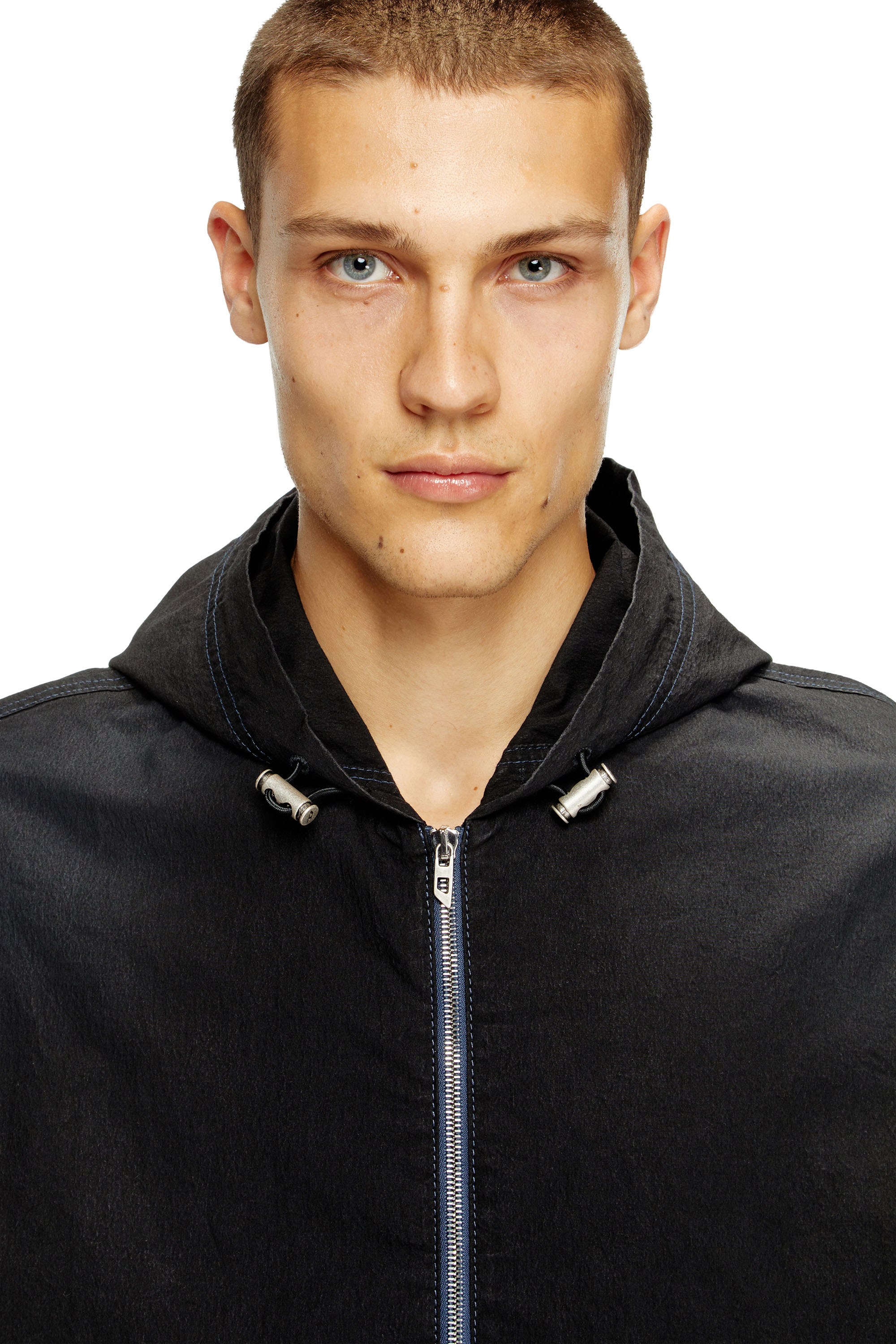 Diesel - D-WYNNY JOGG, Male's Hooded technical JoggJeans jacket in ブラック/ダークグレー - 4