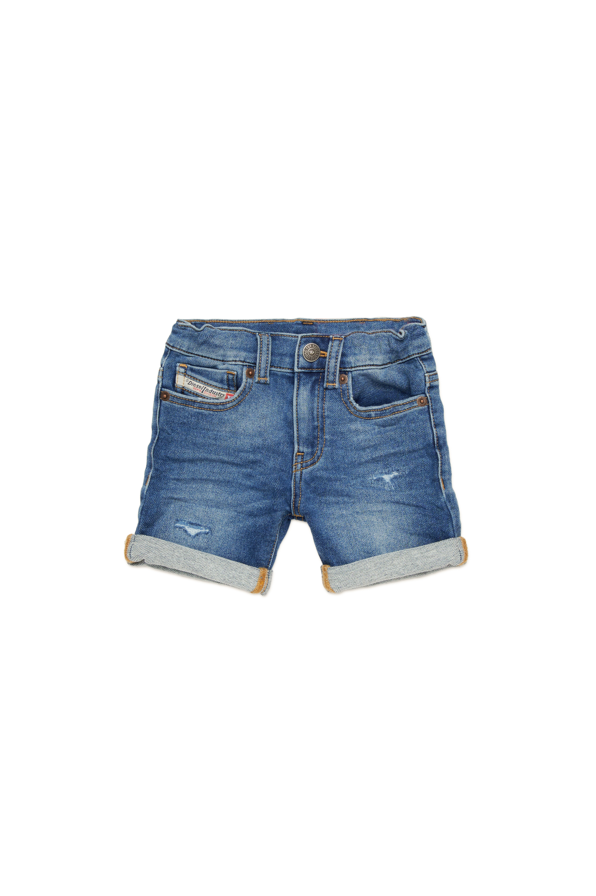 Diesel - PGALLYB JJJ, Unisex's Lived-in JoggJeans shorts with turn-ups in ミディアムブルー - 1