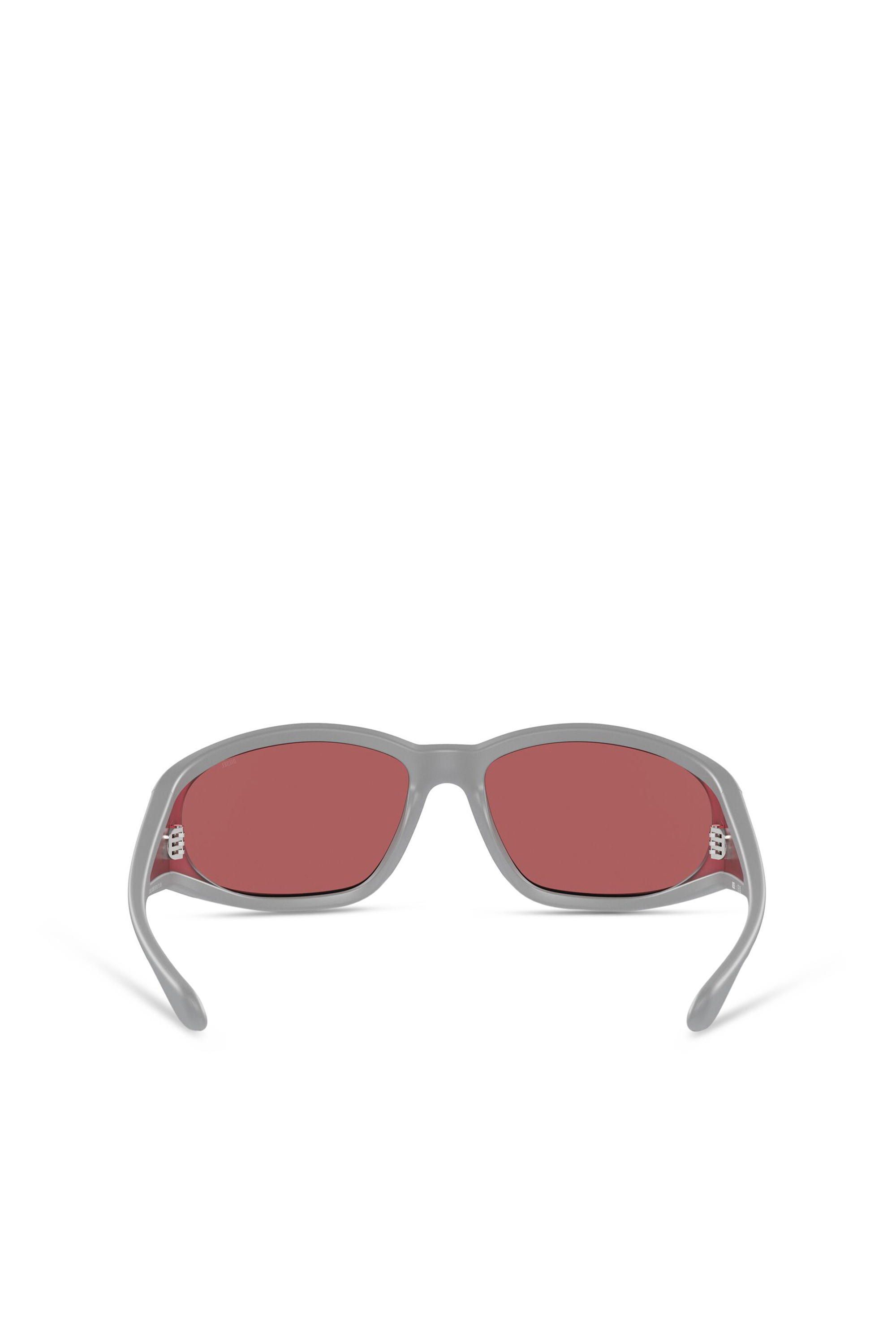 Diesel - 0DL3002, Unisex's Rectangular sunglasses in acetate in グレー/レッド - 4
