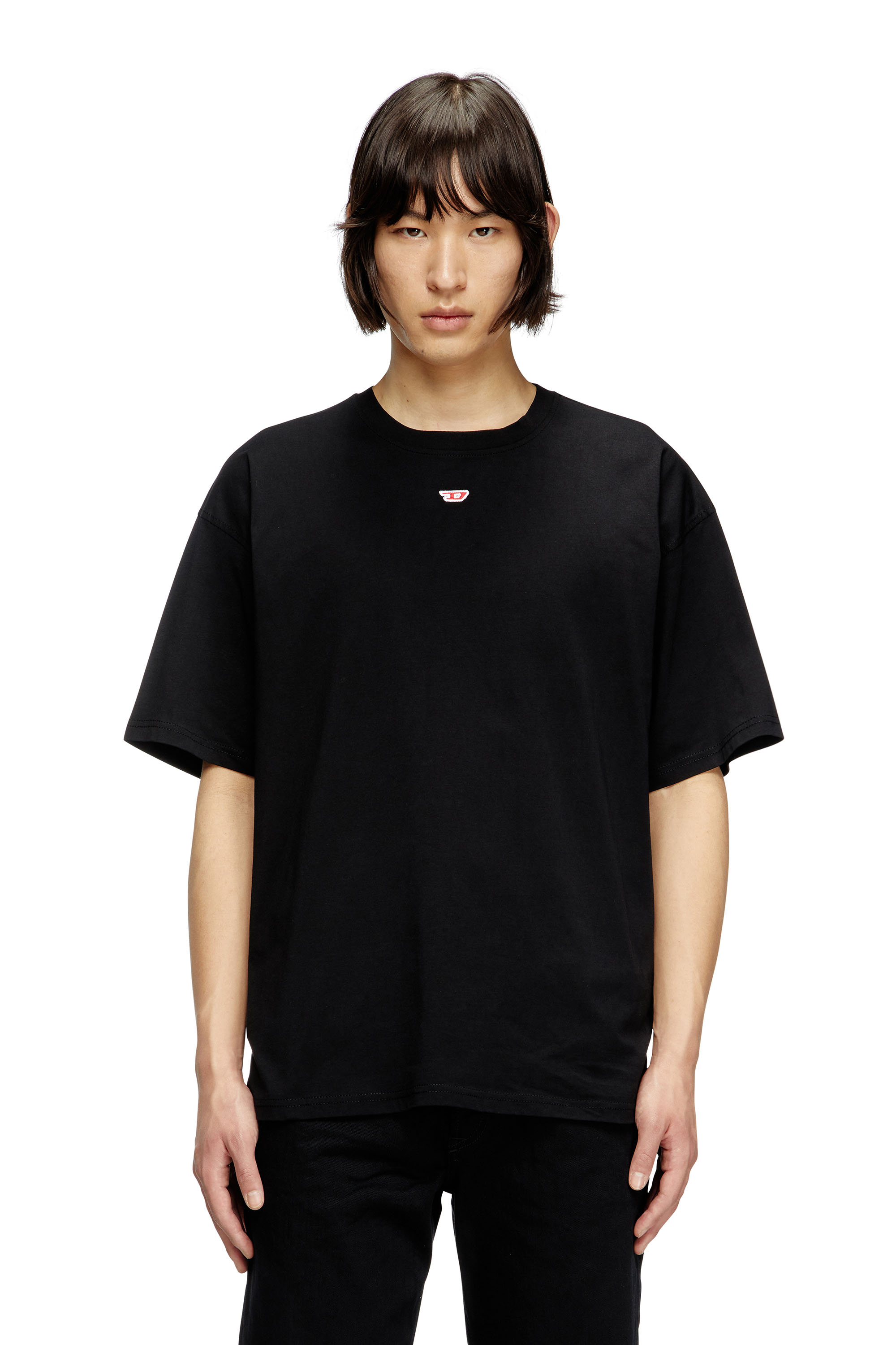 Diesel - T-BOXT-D, Unisex's T-shirt with embroidered D patch in ブラック - 2