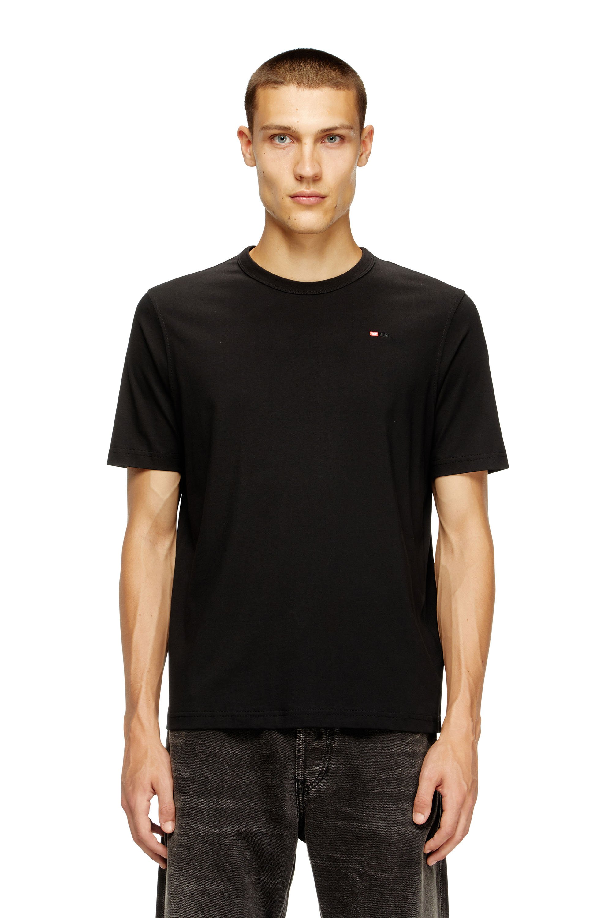 Diesel - T-ADJUST-MICRODIV, Unisex's T-shirt with micro-embroidered logo in ブラック - 1